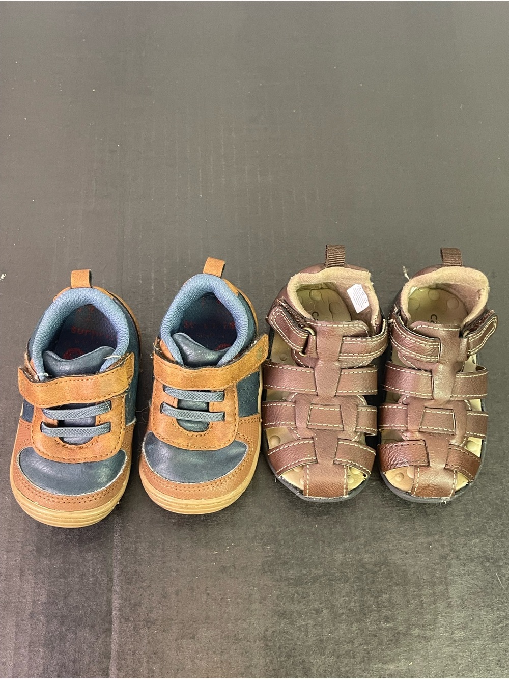 Stride Rite Boys Brown and Blue Velcro Sneakers with Brown Sandals